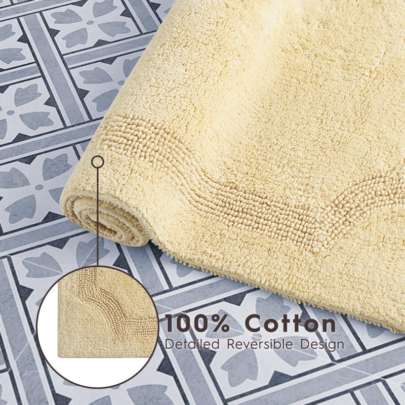 Laura Ashley - Reversible Cotton Bath Mat, Premium Bathroom DÃ©cor, Machine Washable Bathroom Rug, Highly Absorbent, 17"x24", Yellow - Image 5